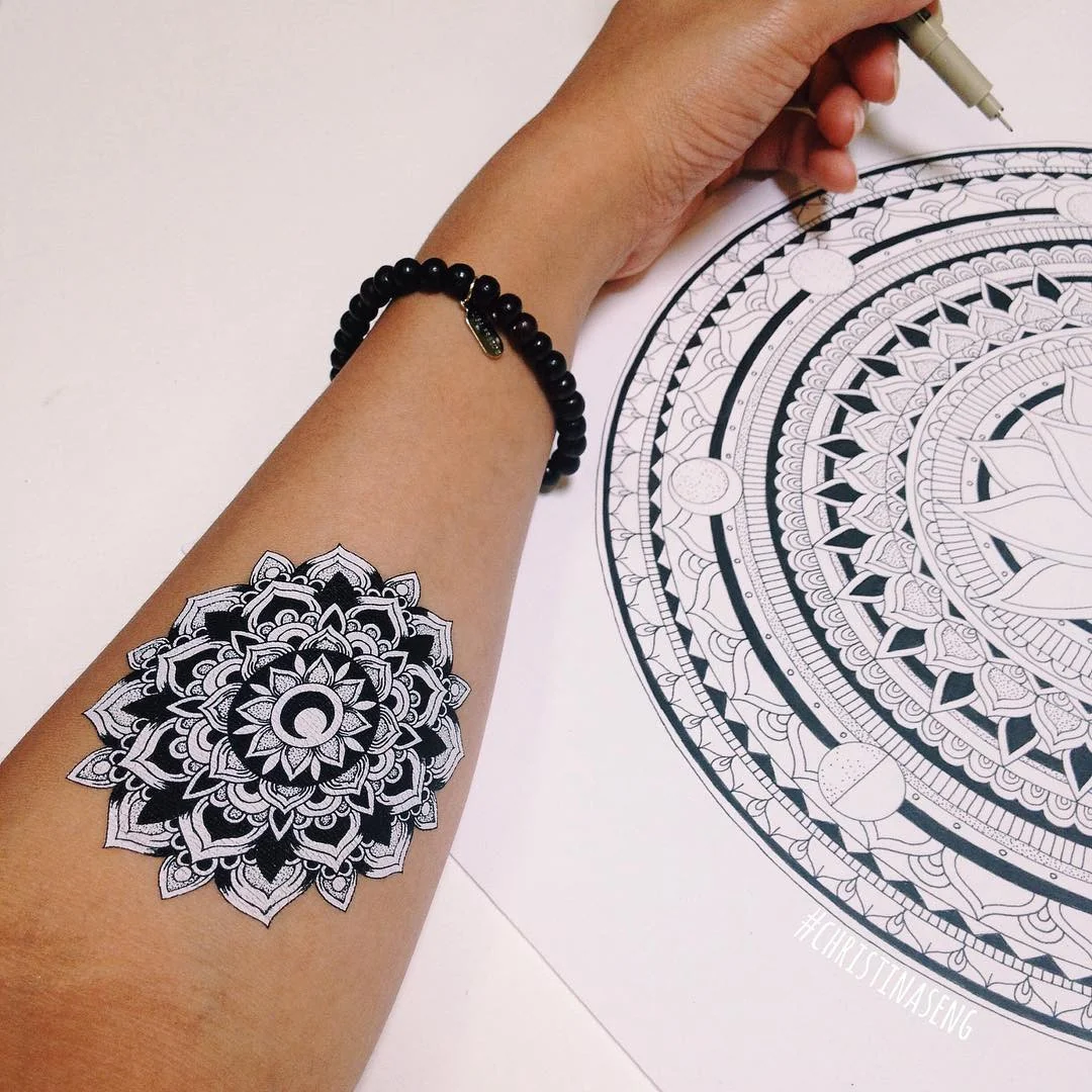 Hand Drawn ~ Black and White Geometric Tats by Christina Seng