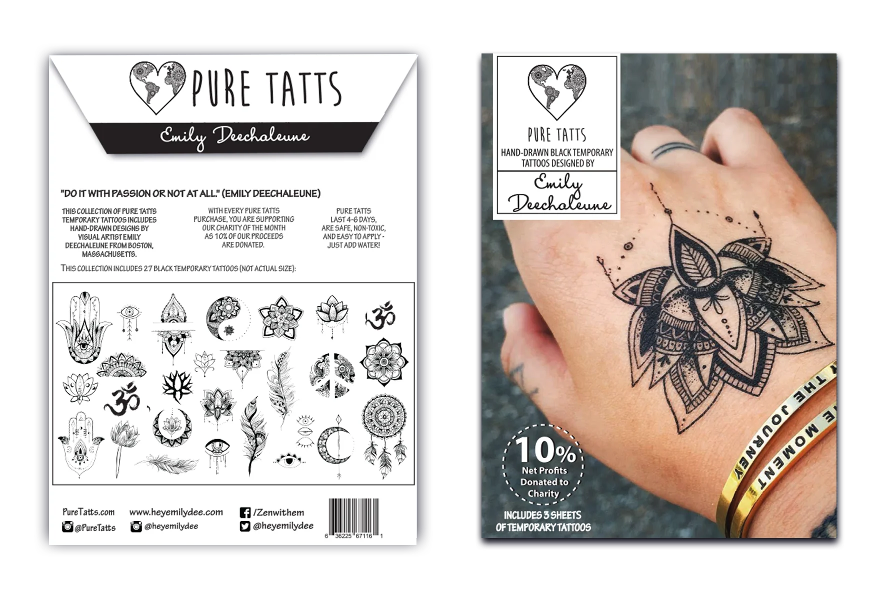 Hand Drawn ~ Special Edition Matte black Tats by Emily Deechaleune