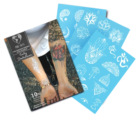 Hand Drawn ~ Special Edition White Tats by Emily Deechaleune - Pure Tatts