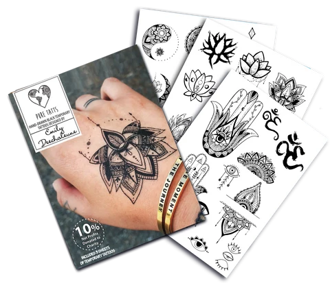 Hand Drawn ~ Special Edition Matte black Tats by Emily Deechaleune - Pure Tatts
