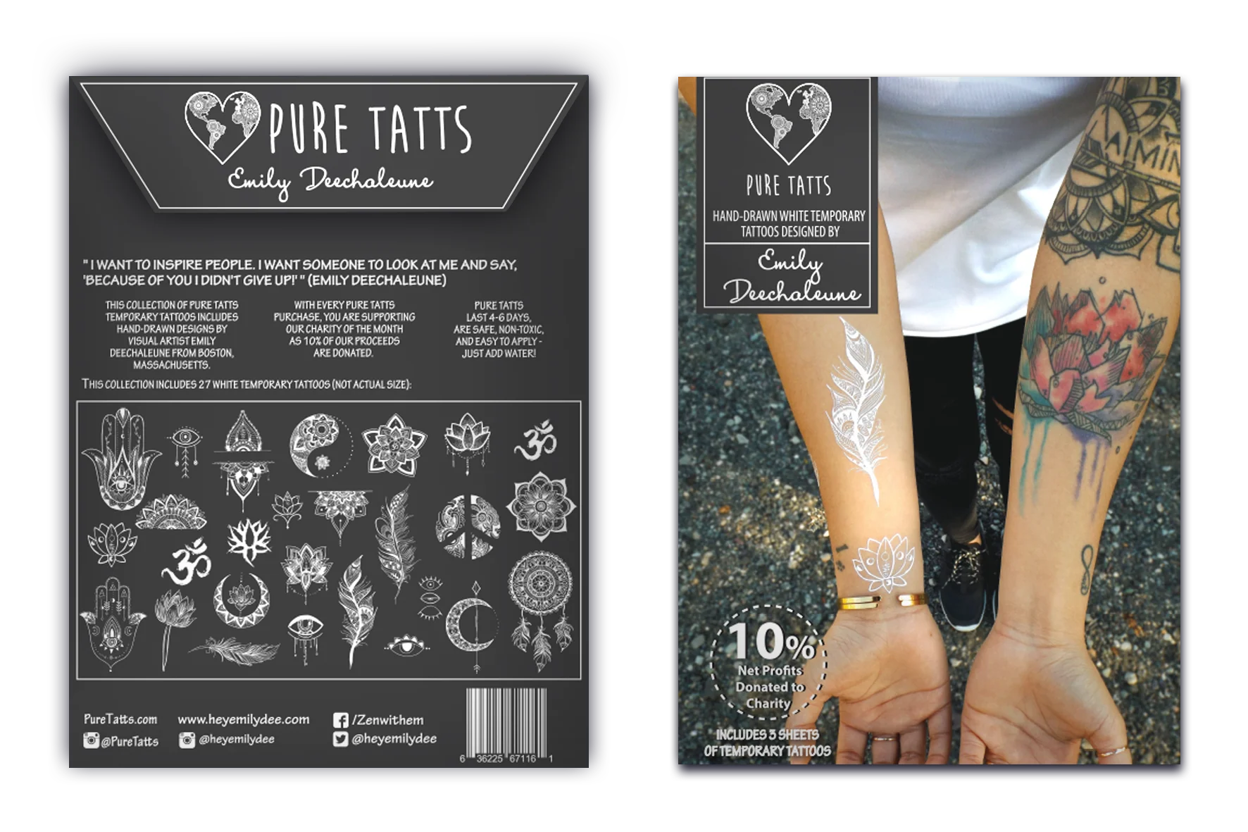 Hand Drawn ~ Special Edition White Tats by Emily Deechaleune